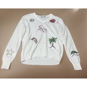 Rochelle California Cream Long Sleeved‎ California Sweater Size S Vintage